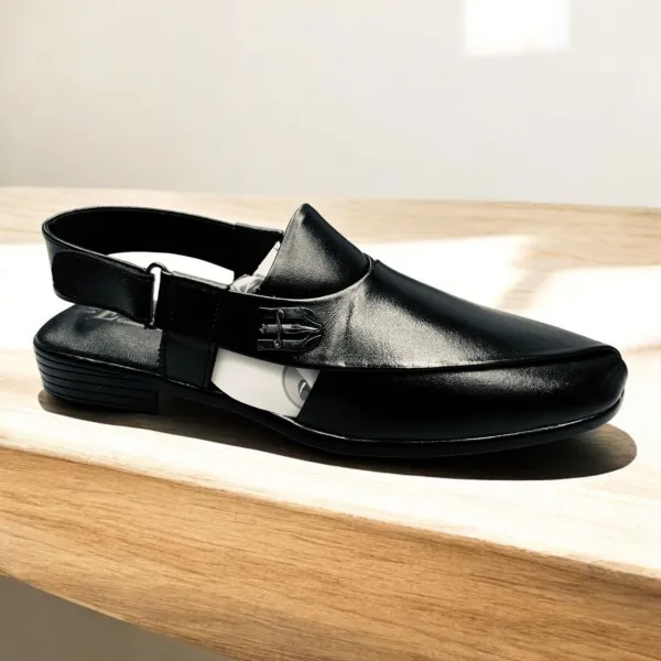 Men’s Premium Black Leather Loafer Sandal 
